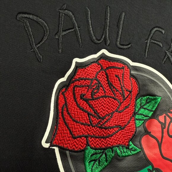 Paul Frank Sweatshirt Womens Large L Black Julius Monkey Rose Embroidery Sweater - Picture 7 of 10
